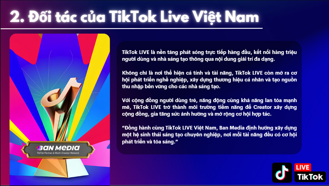 Tư liệu giới thiệu BM ENTERTAINMENT là đối tác TikTok LIVE Việt Nam